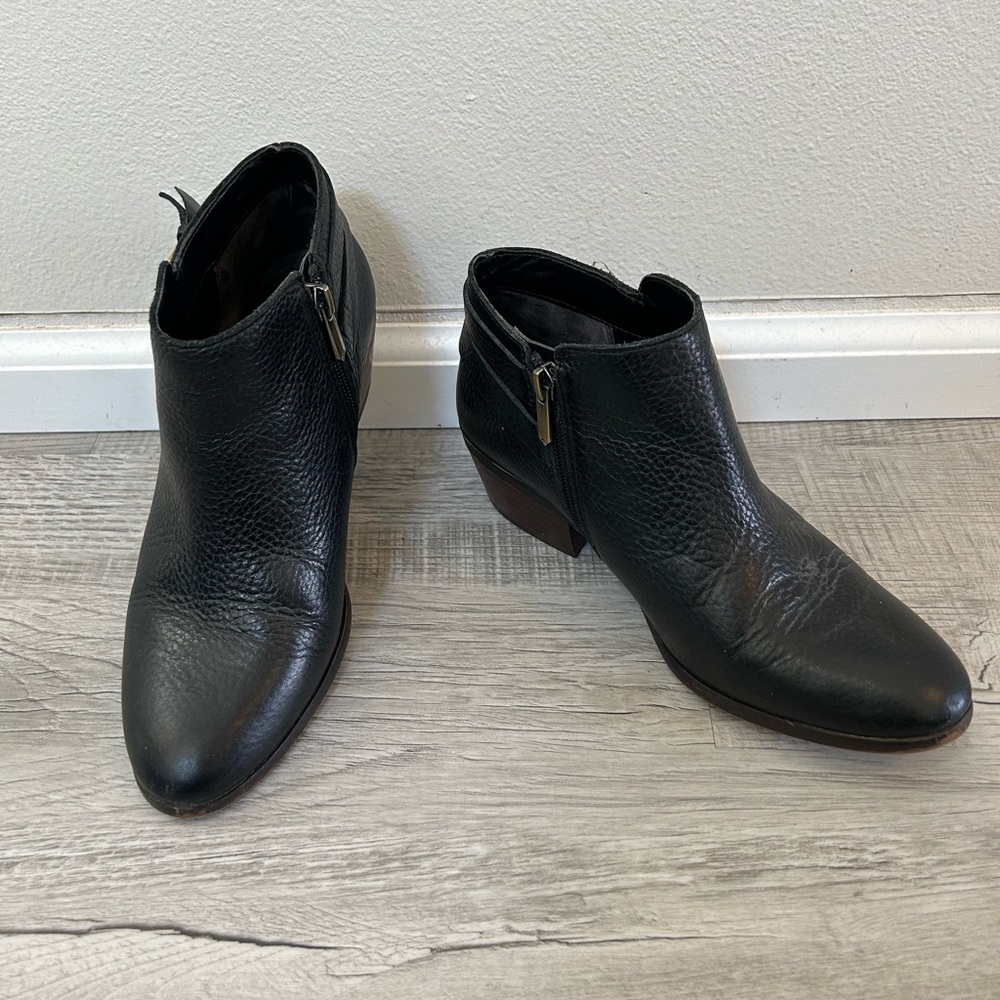 Sam Edelman Petal Leather Ankle Boots Size 7 Medium Women’s Black